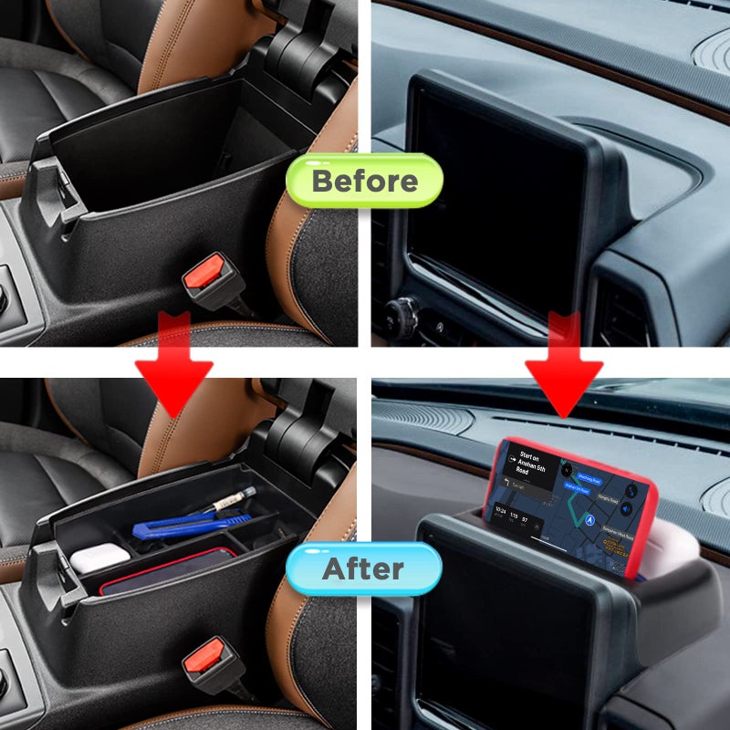 Neepiar 2PCS Center Console Dash Storage Tray and Armrest Secondary Storage Box Compatible with Ford Bronco Sport CX430 2021-2023 2024 Center Console Organizer Insert Accessories - Image 4